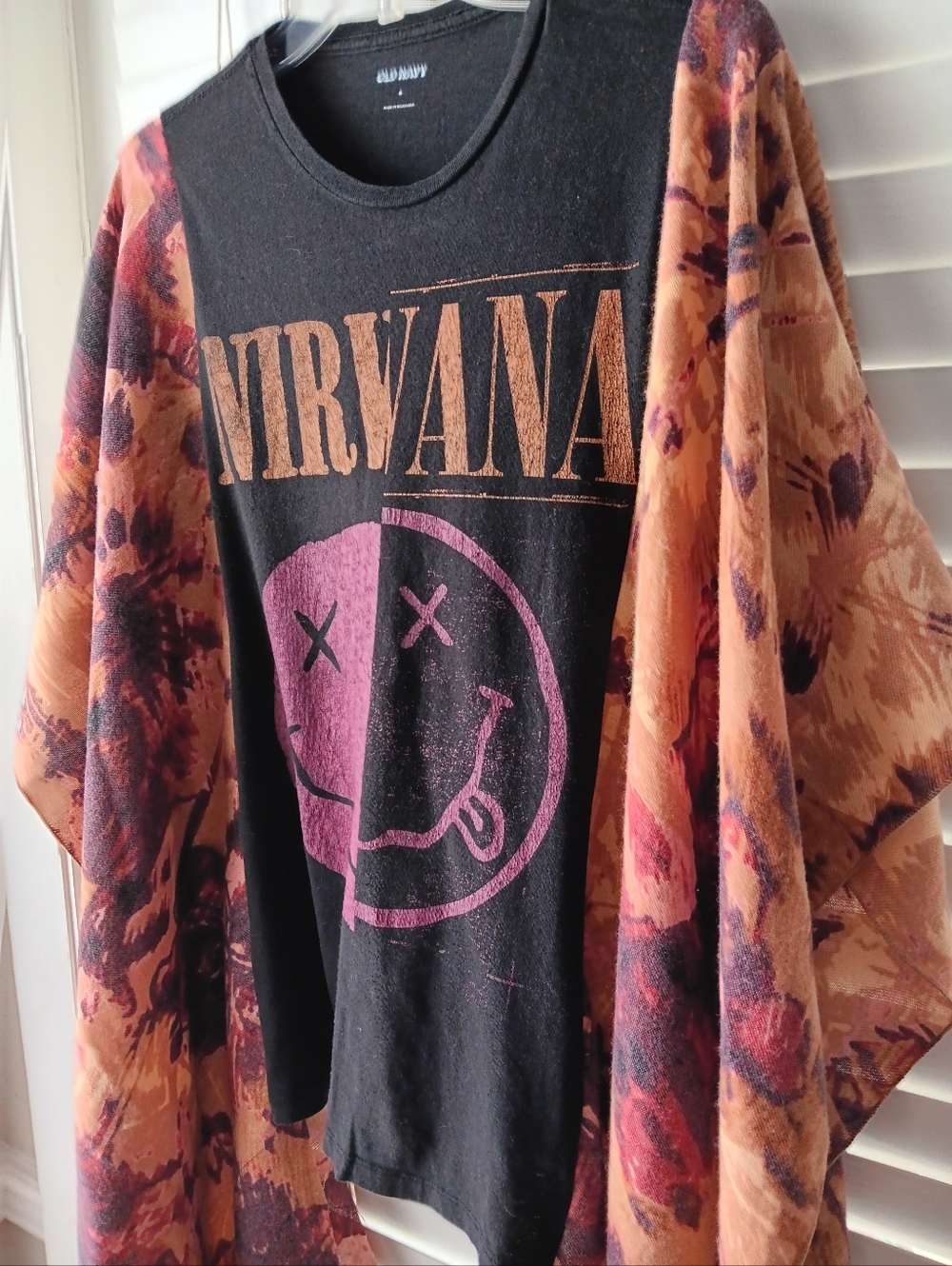 Upcycled Nirvana Graphic Tshirt Poncho - Picture 3 of 8
